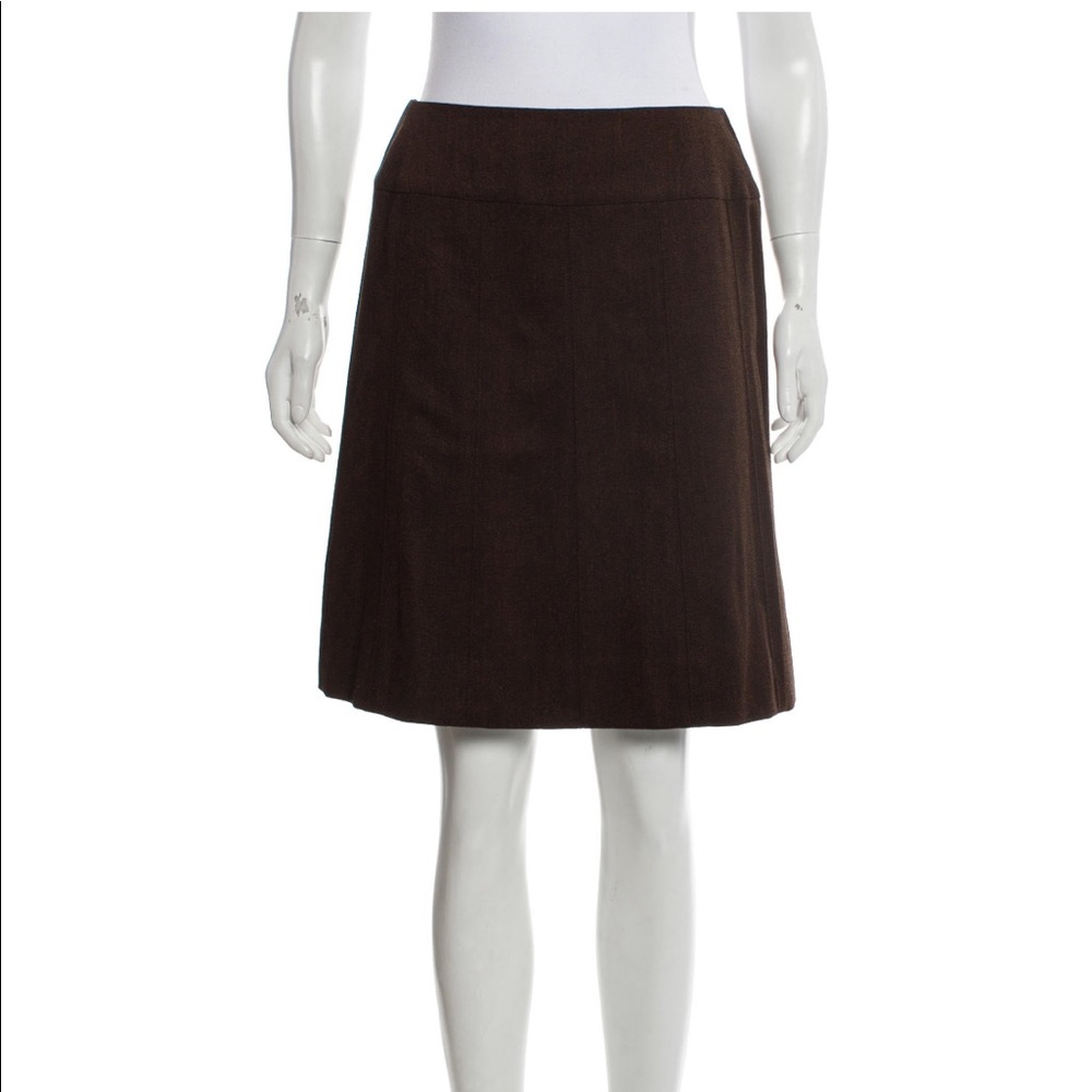 CHANEL Vintage Brown Tweed Knee-Length Skirt